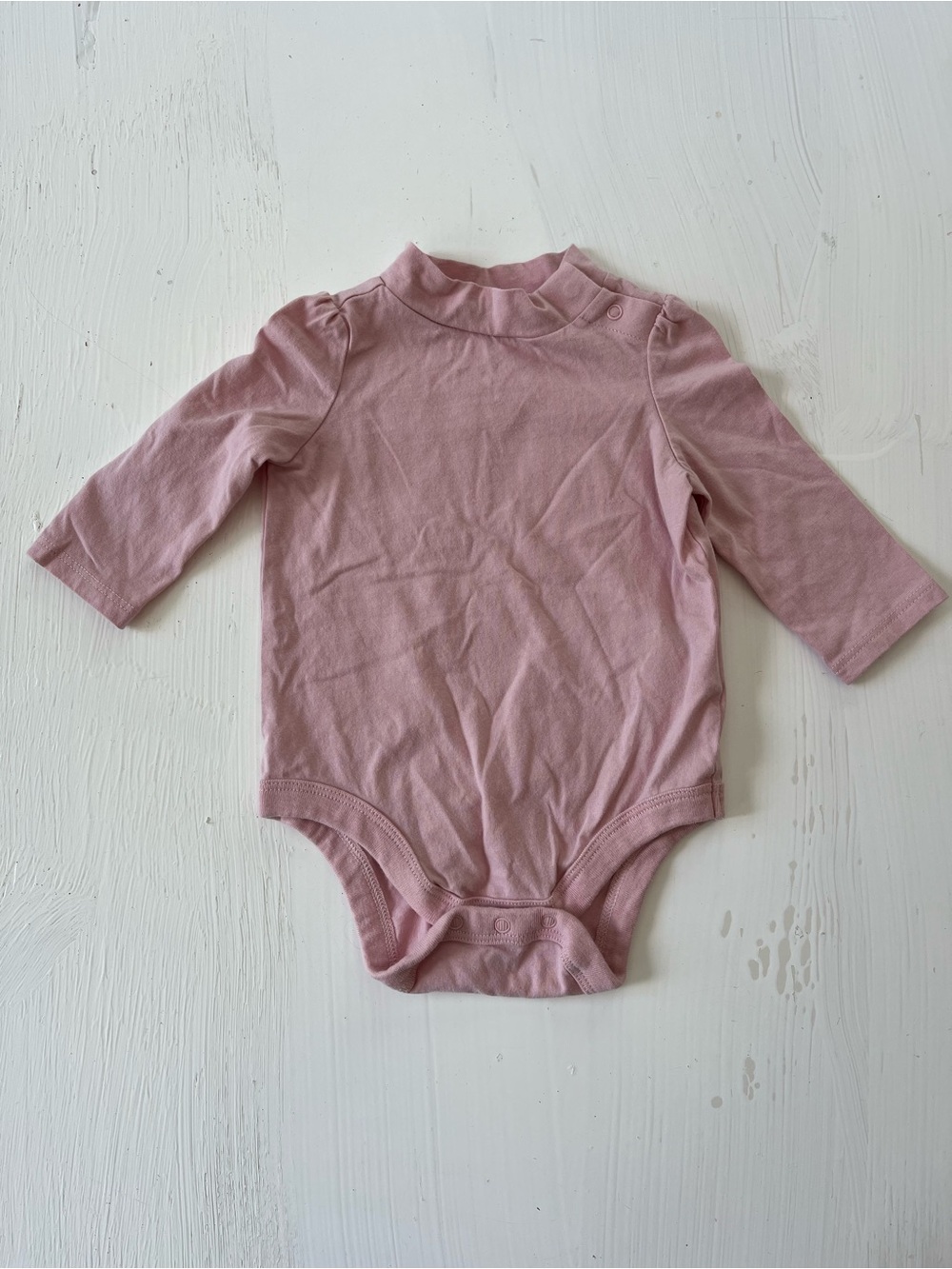 GAP Long Sleeve One-Piece Bodysuit in Dusty Rose